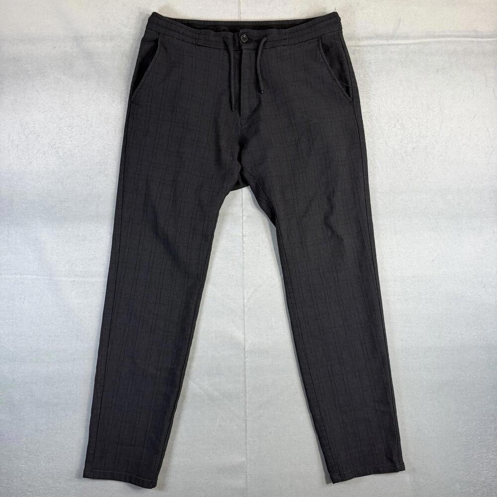 Projek Raw Pants Mens 32 Gray Plaid Classic Fit Drawstring Stretch Chino